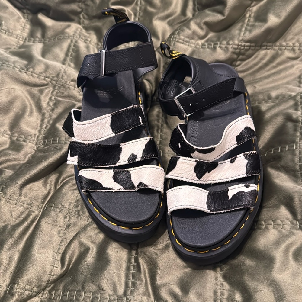 Blaire Hair-On Cow Print Strap Sandals